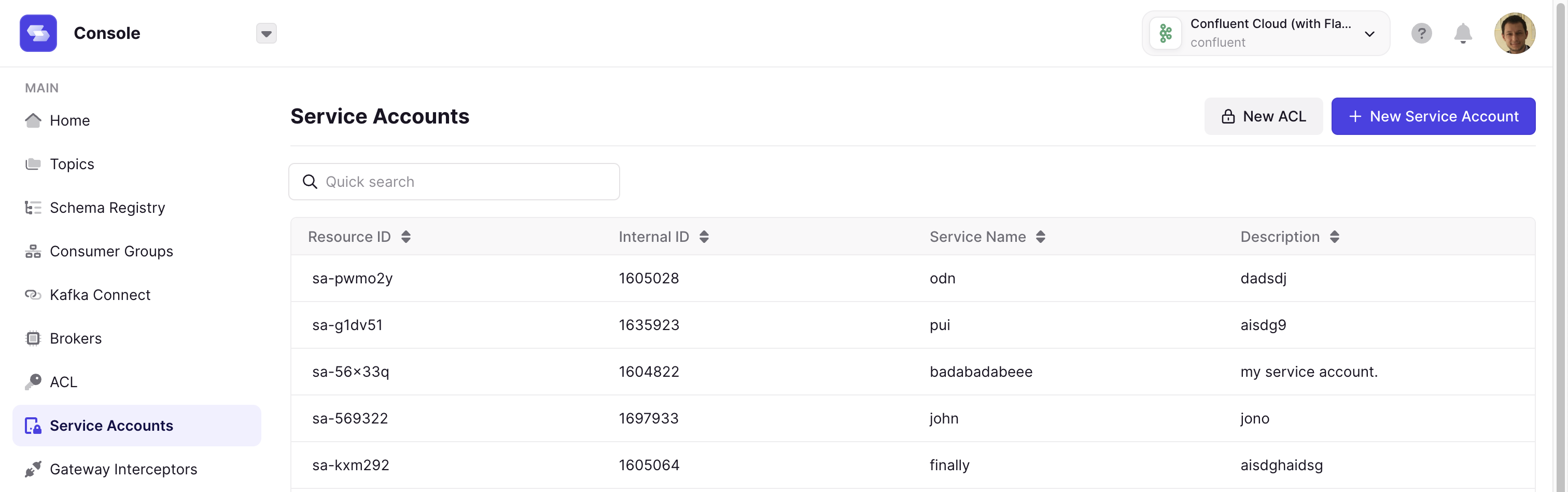 Confluent Service Acc